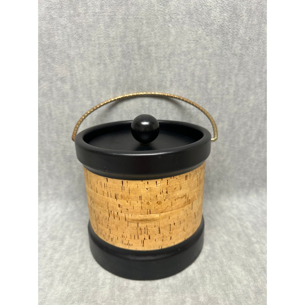 Vinage Kraftware Ice Bucket Medium Brown Cork Mid‎ Century Modern